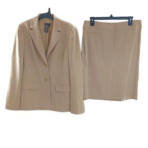 BCBGMaxazria Skirt Suit Tan Skirt Blazer Set Womens Size 10